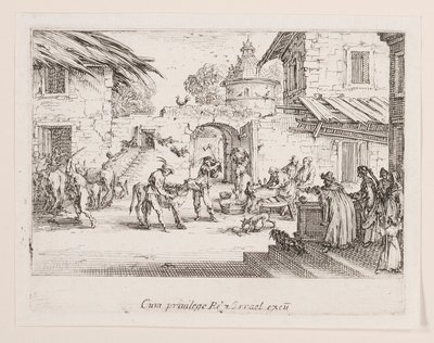 Men doodt het vette kalf, uit de serie La vie de l door Jacques Callot
