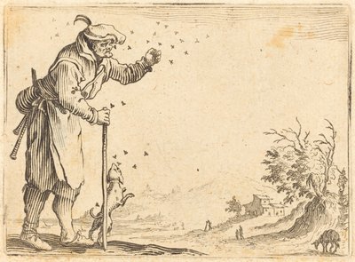 Boer aangevallen door bijen door Jacques Callot