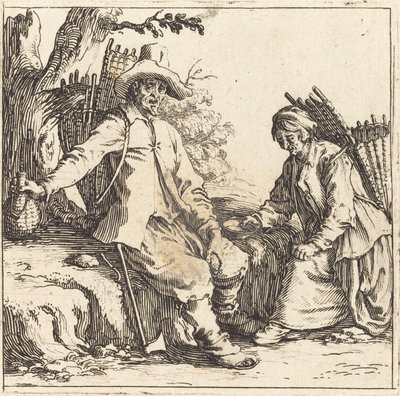 Boerenpaar in rust door Jacques Callot