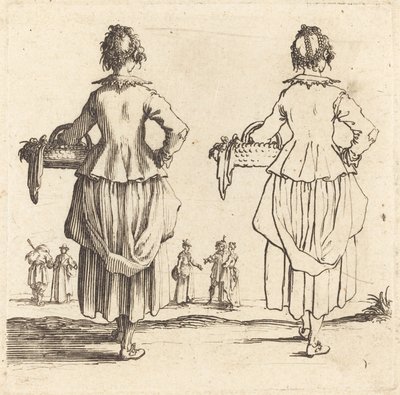 Boerin met mand, van achteren gezien door Jacques Callot