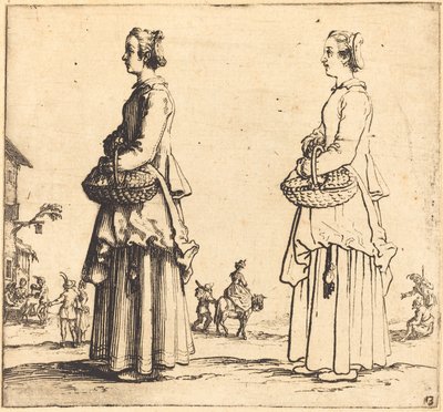 Boerin met Mand, in Profiel, Naar Links Gekeerd door Jacques Callot