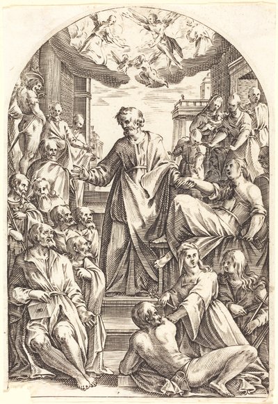 Petrus wekt Tabitha op door Jacques Callot