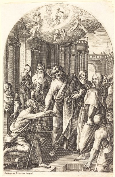 Petrus en Johannes genezen de lamme door Jacques Callot