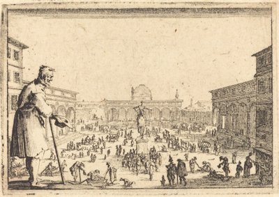 Piazza SS. Annunziata, Florence door Jacques Callot
