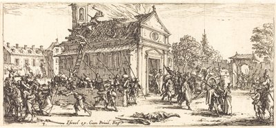 Plundering van een klooster, ca. 1633 door Jacques Callot