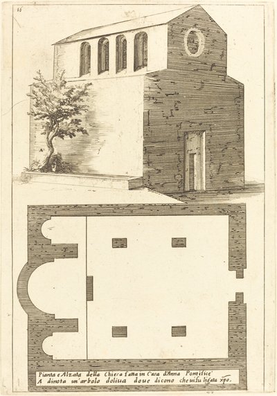 Plan en Elevatie van de Kerk bij het Huis van Annas door Jacques Callot