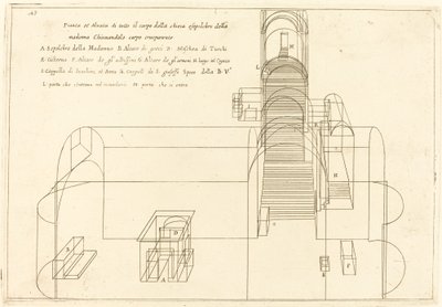 Plattegrond en aanzicht van de kerk van het graf van de Madonna door Jacques Callot