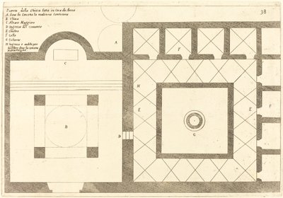 Plan van de Kerk bij het Huis van Annas, 1619 door Jacques Callot
