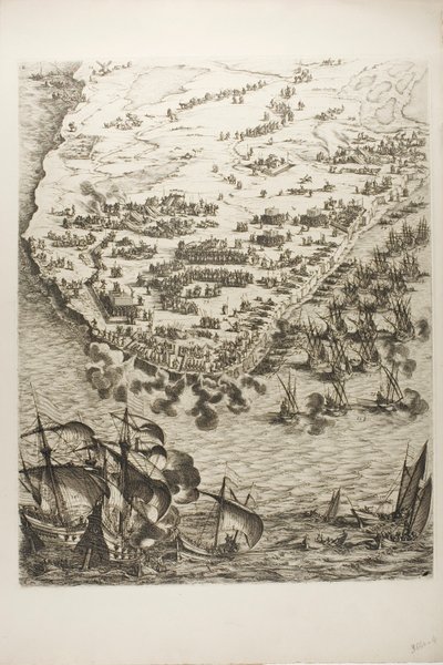 Plaat Vier uit La Siège de la Rochelle door Jacques Callot