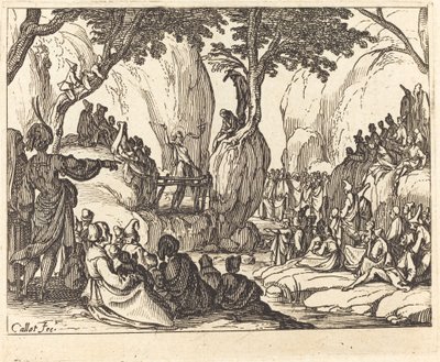 Sint Jan Predikend in de Woestijn door Jacques Callot