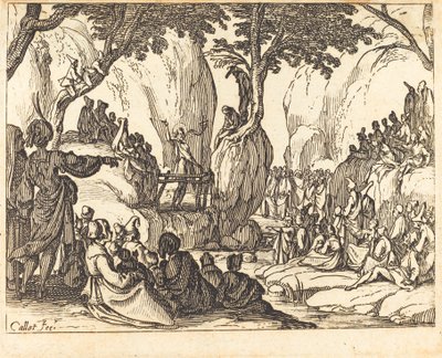 Sint Jan predikend in de woestijn door Jacques Callot