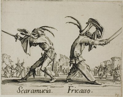 Scaramuccia - Fricasso, plaat 11 van Balli di Sfessania door Jacques Callot