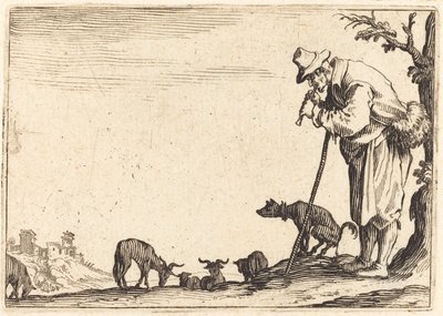 Herder Speelt Fluit door Jacques Callot