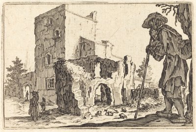 Herder en ruïnes, ca. 1622 door Jacques Callot