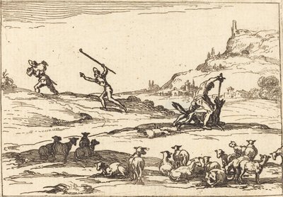 Herders verdedigen hun kuddes door Jacques Callot