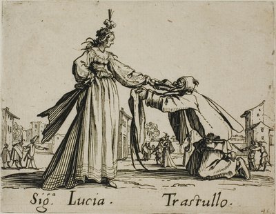 Signora Lucia - Trastullo, plaat 21 van Balli di Sfessania door Jacques Callot