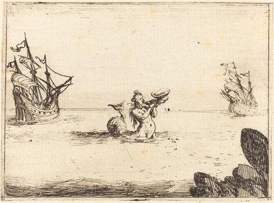 Sirene tussen Twee Schepen door Jacques Callot