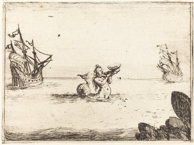 Sirene tussen Twee Schepen door Jacques Callot
