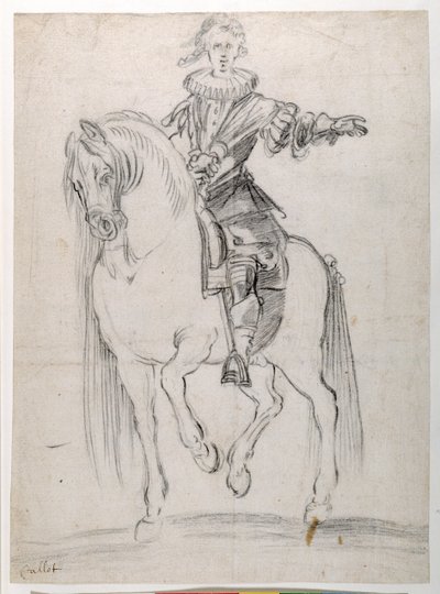 Schets voor Lodewijk XIII te paard door Jacques Callot