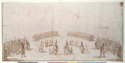 Schets voor de enscenering van groepen figuren in 