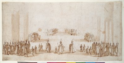 Schets voor de enscenering van groepen figuren in 