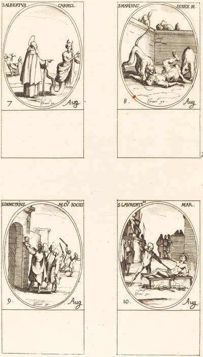 St. Albert van Sicilië, Karmeliet; St. Marinus; St. Demetrius en metgezellen; St. Lauren door Jacques Callot