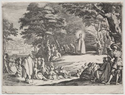 St. Amo predikend in een bos door Jacques Callot