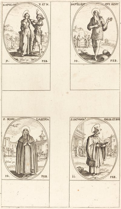 St. Apollonia; St. Guillaume; St. Scholastica; St. Saturnin door Jacques Callot