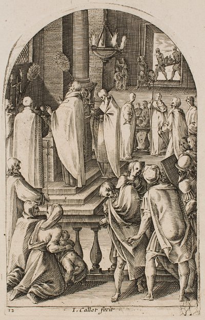 Sint-Basilius viert het misoffer, uit de serie „Afbeeldingen van Rome“ door Jacques Callot