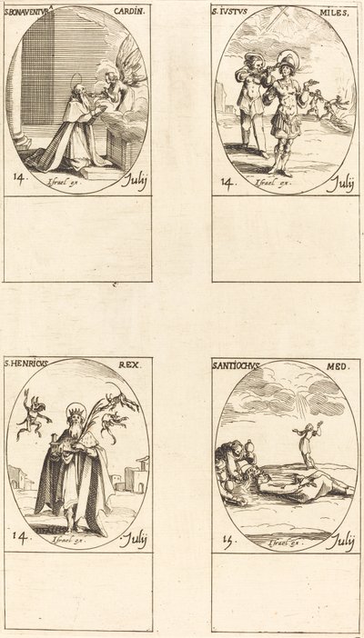 St. Bonaventura, St. Justus, St. Hendrik, Keizer, St. Antiochus door Jacques Callot