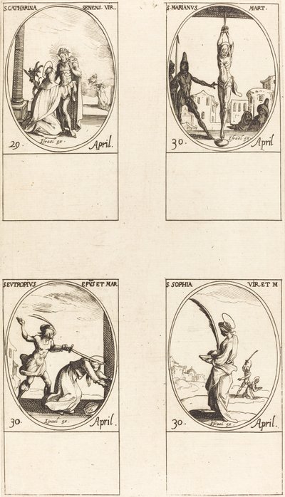 St. Catharina van Siena; St. Marian; St. Eutropius; St. Sophia door Jacques Callot