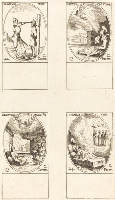 St. Flavian; St. Victoria; St. Servulus; St. Tharsilla door Jacques Callot