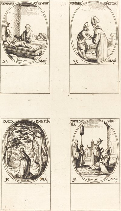 St. Germanus van Parijs; St. Maximinus; St. Emmelia; St. Petronilla door Jacques Callot