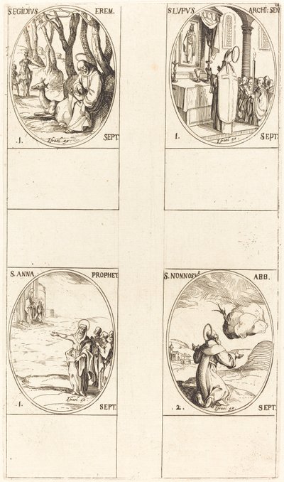 St. Giles; St. Lupus; St. Anne; St. Nonnosus door Jacques Callot