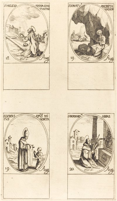 St. Helena, St. Donatus, St. Ludovicus, Bisschop, St. Bernardus door Jacques Callot