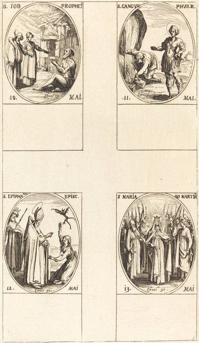 St. Job, Profeet, St. Gangulphus, St. Epiphanius, St. Maria van Martelaren door Jacques Callot