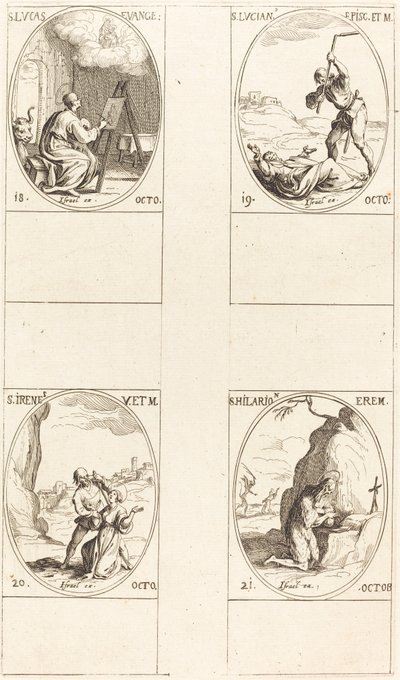 St. Lucas; St. Lucianus; St. Irene; St. Hilarion door Jacques Callot