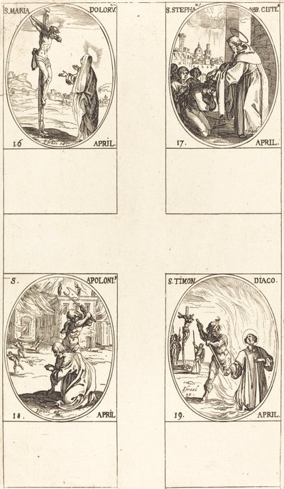 St. Maria Doloru; St. Stephen, Abt; St. Apoloni; St. Timon door Jacques Callot
