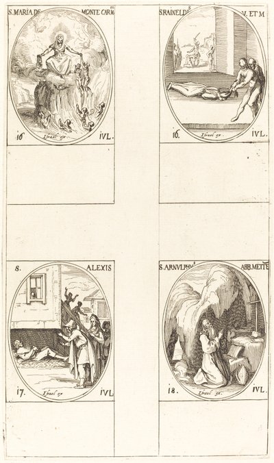 St. Maria van Mont Carmel; St. Raineldis; St. Alexis; St. Arnold van Metz door Jacques Callot