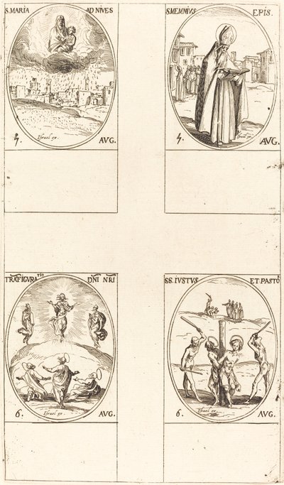 St. Maria van de Sneeuw, St. Memmius, Bisschop, De Transfiguratie, Sts. Justus en Pastor door Jacques Callot