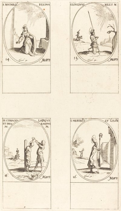 St. Matilda; St. Longinus; St. Cyriacus; St. Heribert door Jacques Callot