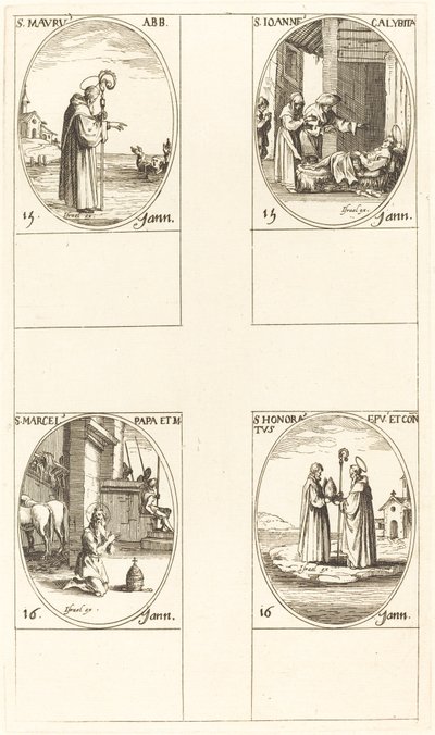 St. Maurus; St. John Calybite; St. Marcellus; St. Honoratus door Jacques Callot