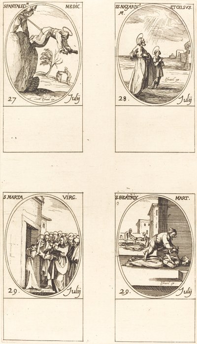 St. Pantaleon, St. Nazarius en Celsus, St. Martha, St. Beatrice door Jacques Callot