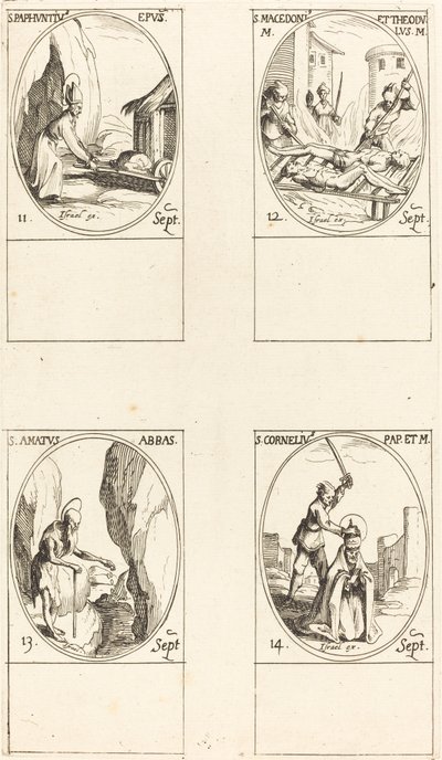 St. Paphnutius; Sts. Macedonius en Theodulus; St. Amatus; St. Cornelias door Jacques Callot