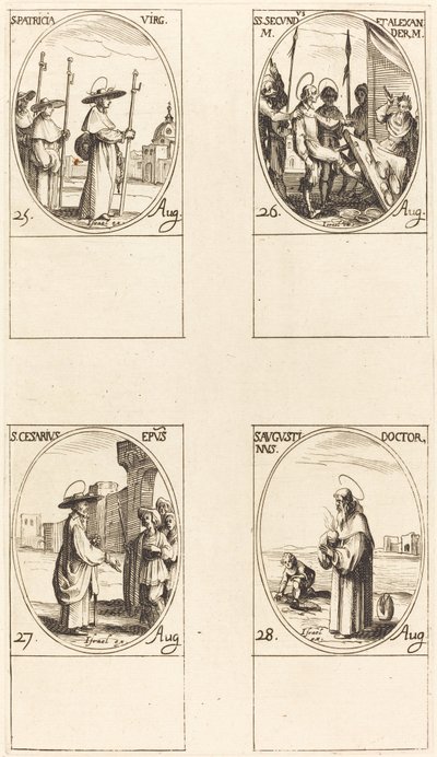 St. Patricia, Sts. Secundus en Alexander, St. Cesarius, St. Augustinus door Jacques Callot