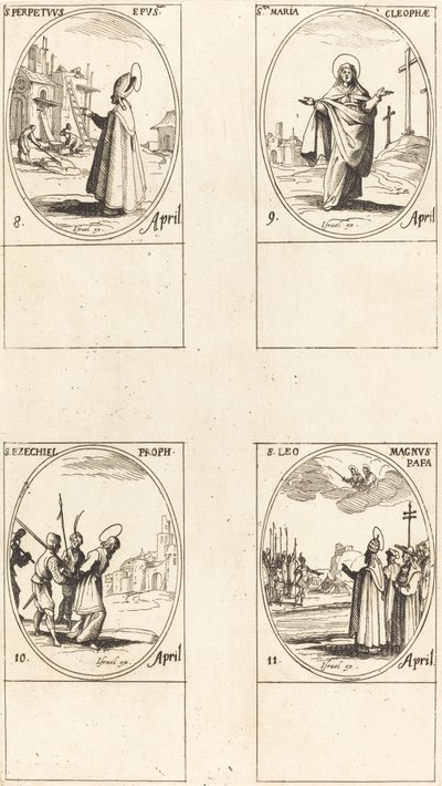 St. Perpetuus; St. Maria van Cleophas; St. Ezechiël; St. Leo de Grote door Jacques Callot