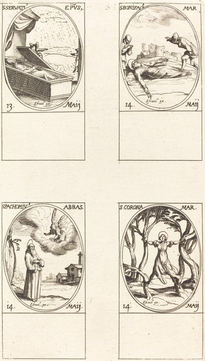 St. Servatius; St. Bonifatius; St. Pachomius; St. Corona door Jacques Callot