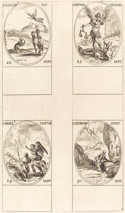 St. Wenceslas; St. Michael, Aartsengel; De Beschermengel; St. Jerome door Jacques Callot