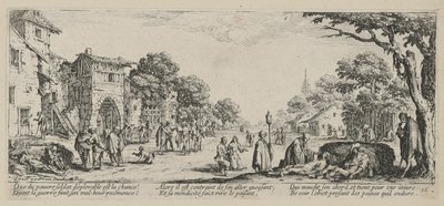 Stervenden langs de weg, blad 16 uit de reeks "Verschrikkingen van de oorlog" door Jacques Callot