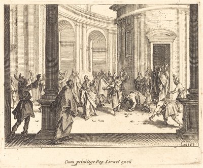 De steniging van Jezus door Jacques Callot